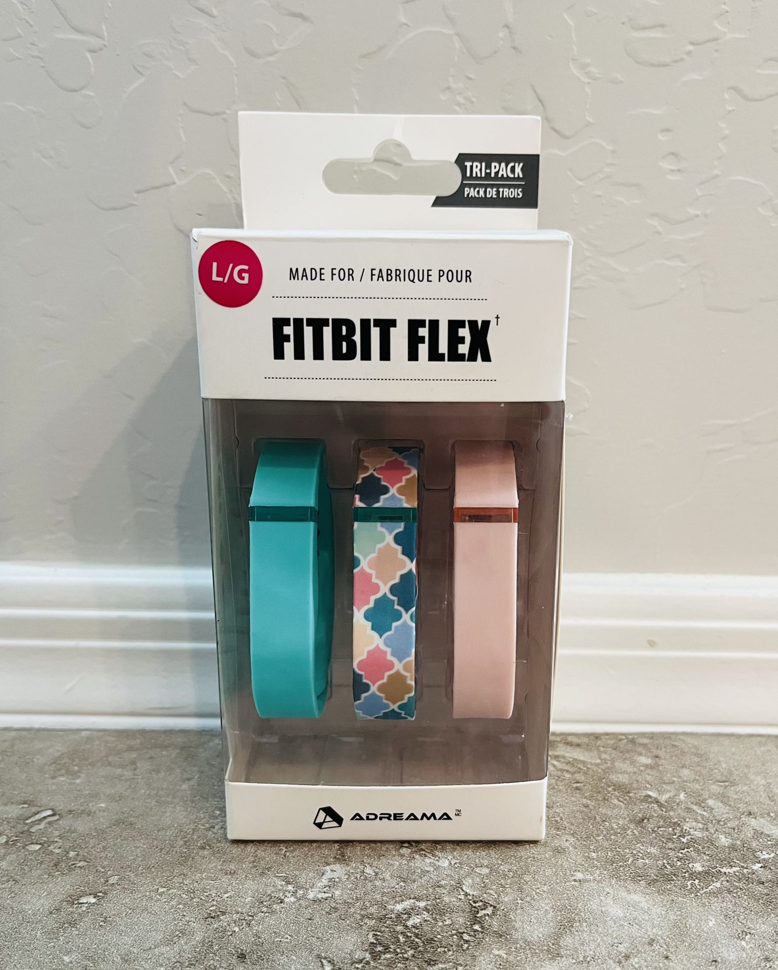 Fitbit Flex Wristband Accessory 3 Bands Teal, Blush Pink, Moroccan Diamonds LG