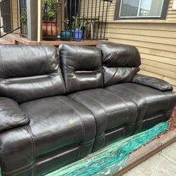 Power Reclining Leather Sofa – Comfortable, Works Great, Priced to Move