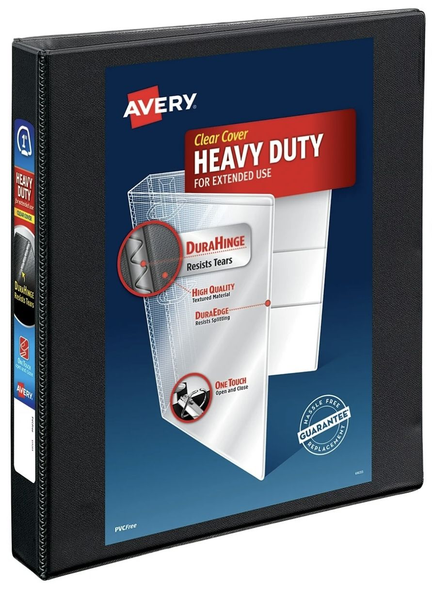 Avery Heavy Duty View Binder, 1", Black, Slant Ring, One-Touch, 250 Sheet Capacity, set of 2