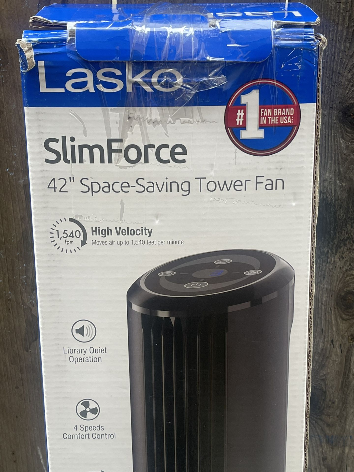 Lasko SlimForce 42" High Velocity Oscillating Tower Fan with Remote Control, New In Box