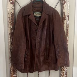 Men’s Brown Leather Coat With Removable Liner