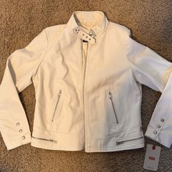 Levi’s Jacket Women’s Sz L Cream Color Faux Leather Brand New with Tags!
