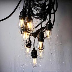 Outdoor String Lights, Smart Patio Lights 49Ft, APP WiFi Control, Work with Alexa, 15 LED Edison Bulbs, Waterproof, Extendable, Dimmable String Lights