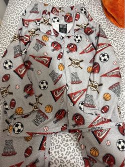 Kids Sports Print Flannel Pajama Set