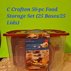 Crofton 50-pc Assorted Food Storage Set 25 Bases/ 25 Lids 