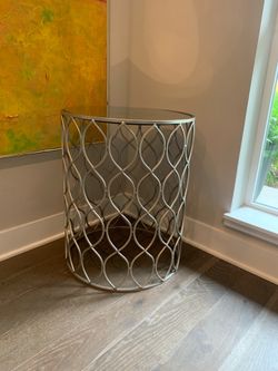 Silver Geometric Accent Table