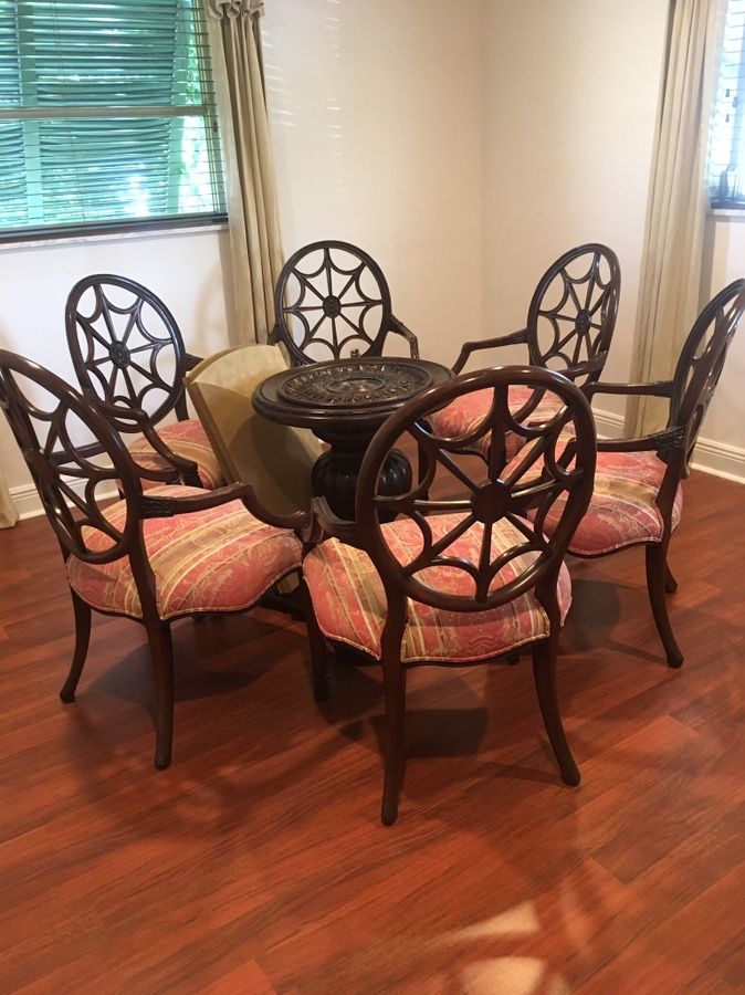 Six (6) Ethan Allen Spider Back Dining Chairs