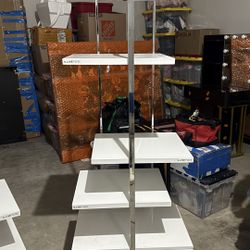 White Retail Counter / Bookshelf with Drawers – Metal Frame