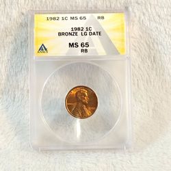 #630 Bronze 1982 RB LG Date MS65 penny coin