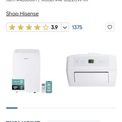 Hisense 8000 BTU DOE 115-Volt Vented Medium Room Smart Portable Air Conditioner