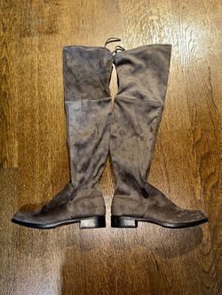NEW Cathrine Malandrino Sz 7.5 Faux Suede Over Knee Thigh High Boots Brown Drawstring