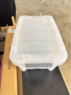 Brand New Set of 2 Stackable Clear Plastic Storage Containers with Lids - $10