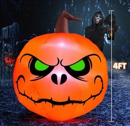 Sizonjoy - 4ft Inflatable Halloween Pumpkin with Lights – Halloween Inflatable for Outdoor (House, Yard, Garden) and Indoor Use – Halloween Decoration
