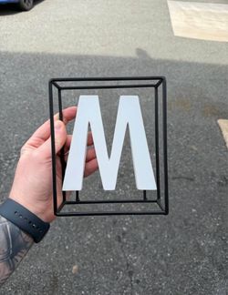 Letter M wooden metal sign decor