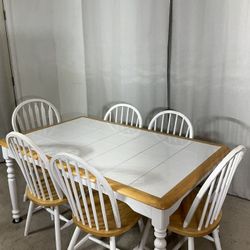 Country Tile Top Dining Table & 6 Windsor Chairs / Mesa Comedor De Azulejos Y 6 Sillas !PRICE DROP !!!