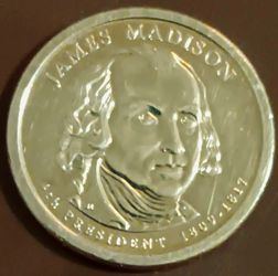 JAMES MADISON  $1 COIN. 2007 P. AU  Condition