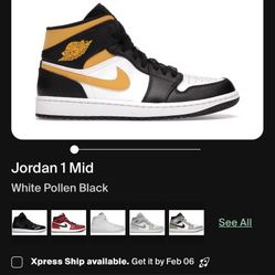 jordan 1 mid white black yellow pollen