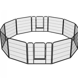 Black 12 Panels Metal Dog Playpen, 0.59" L X 32" W X 32" H