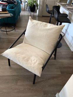 Modern Accent Chair Black Frame Cream Cushion
