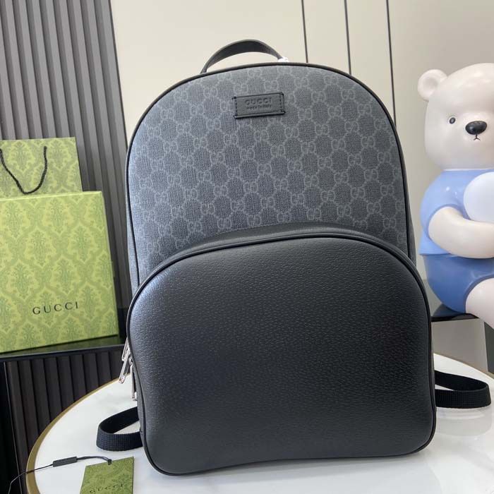New GUCCI Black MEDIUM GG BACKPACK With Tag