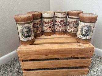 Antique Edison Golden Mountain Record Cylinder Cases - Set of 6