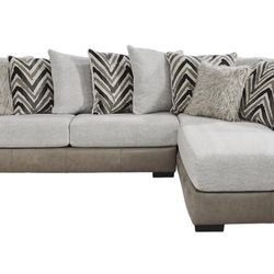 Couch w/ Ottoman, Side Table, & Lamp