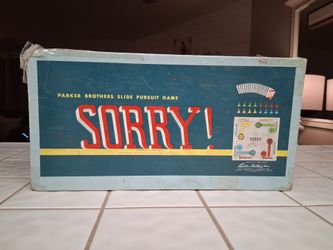 Vintage MCM 1958 Parker Brothers "SORRY"! Slide Pursuit Game.. COMPLETE GAME!....asking $25.00