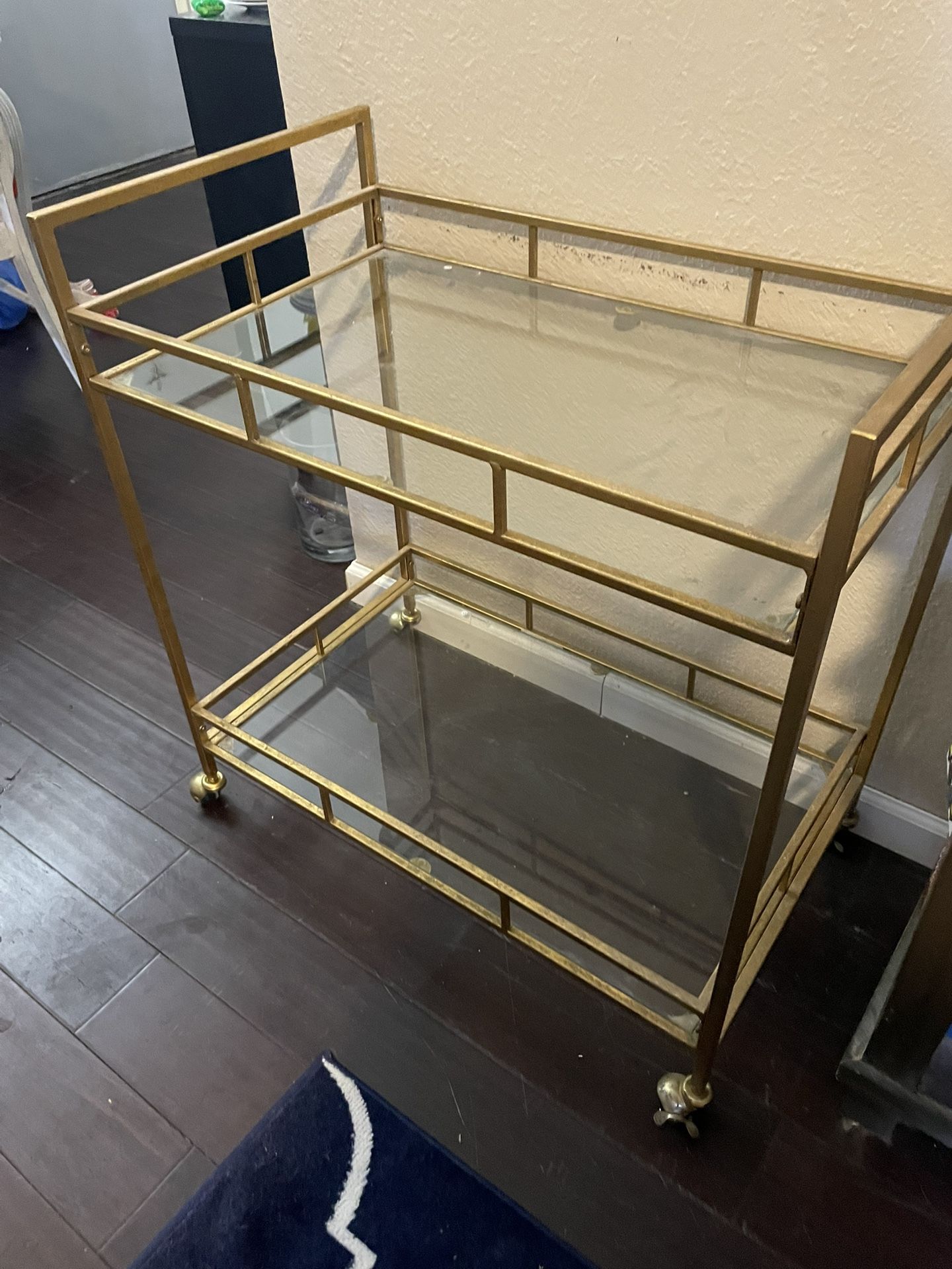 Wine And Liquor Cart Gold Finish