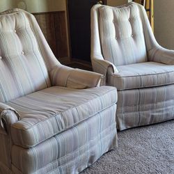 Two Swivel Upholstered Chairs