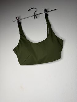 Olive Green Scoop Neck Sports Bra