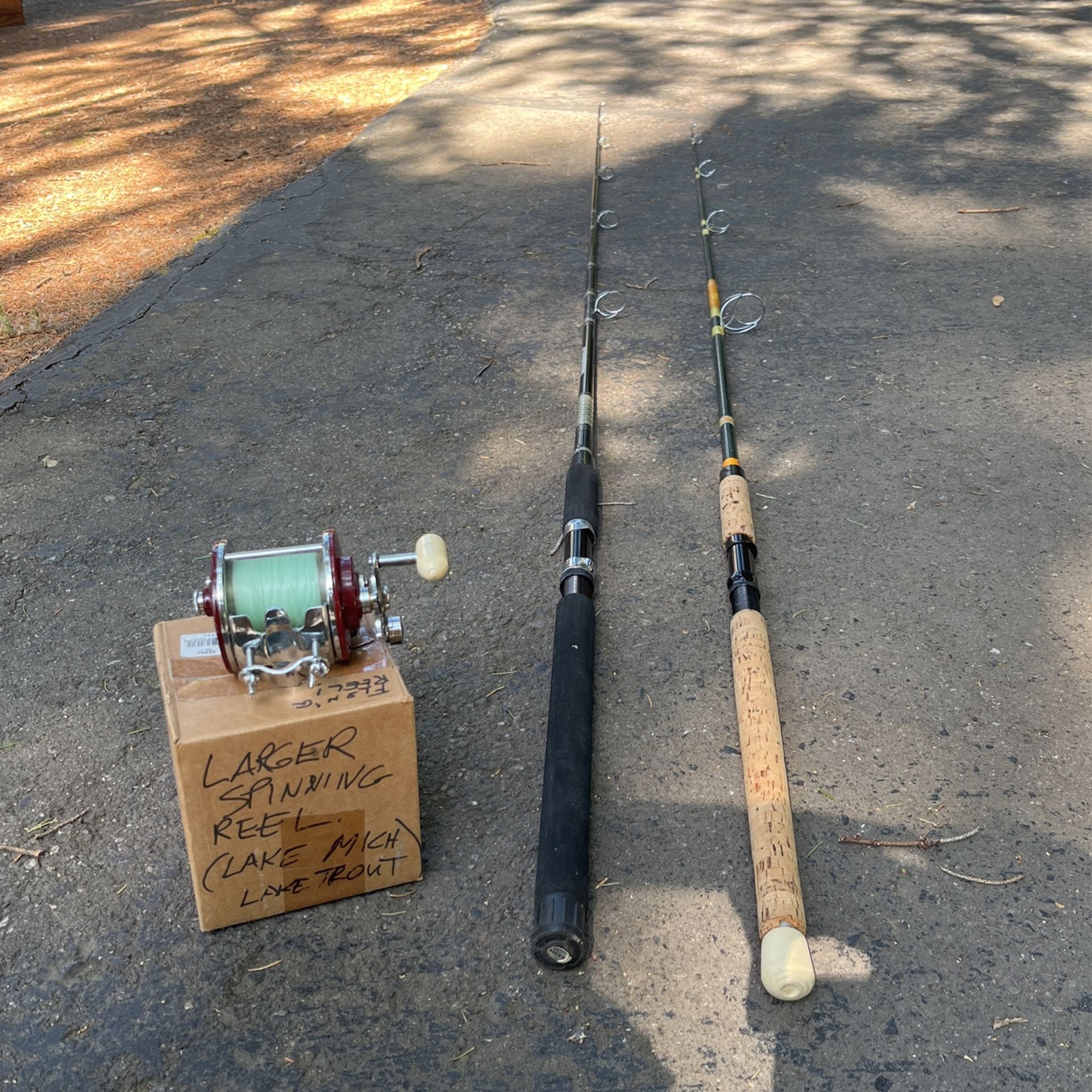 2 Ocean (Coastal) Spinning Reel Fishing Rods and 1 Reel