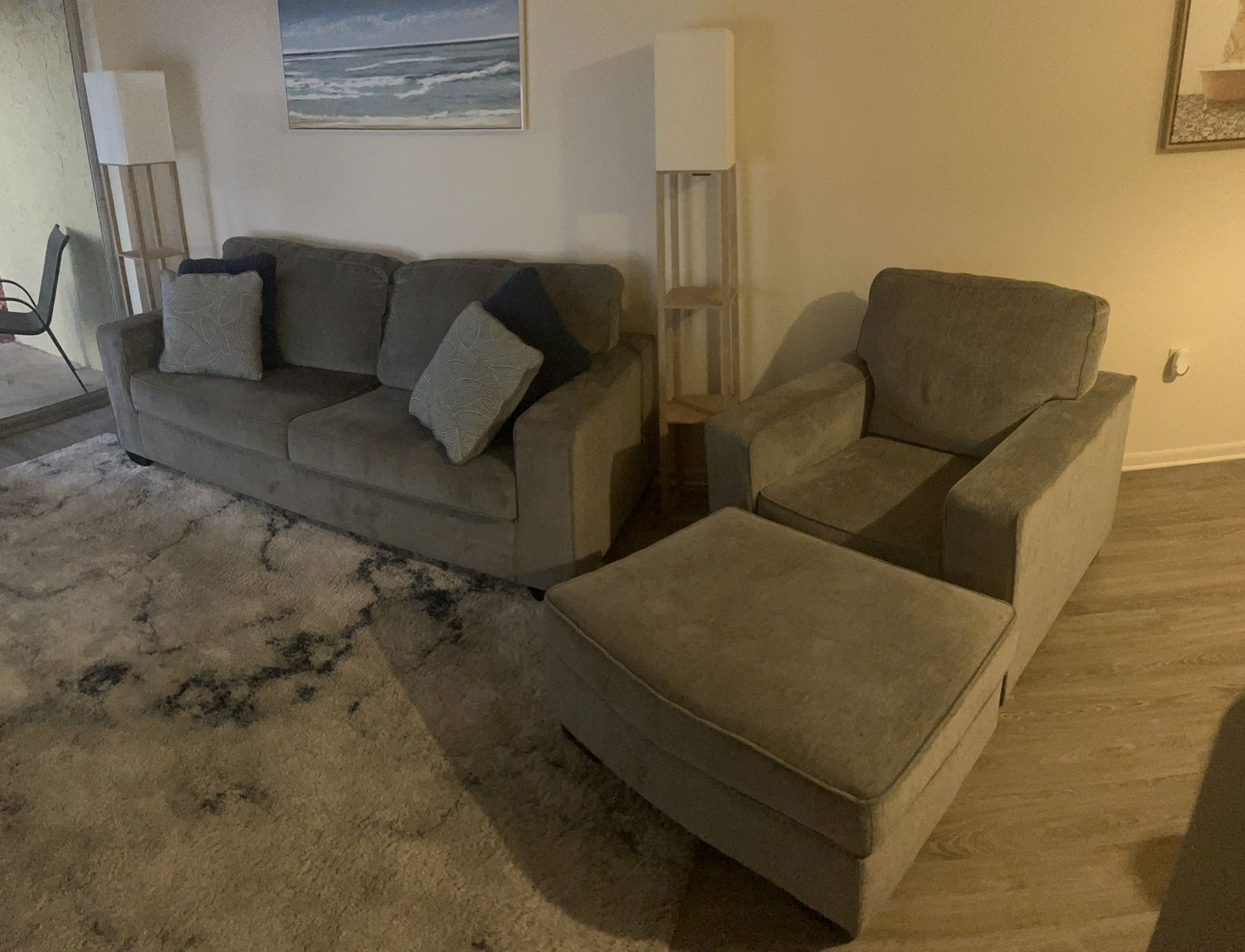 Sofa w/ Foldout Bed & Chair With Ottoman