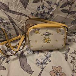 Coach Yellow And White Floral Print Purse