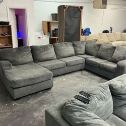 Dark grey sectional couch