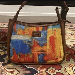 Vegan leather handbag – colorful ethnic print