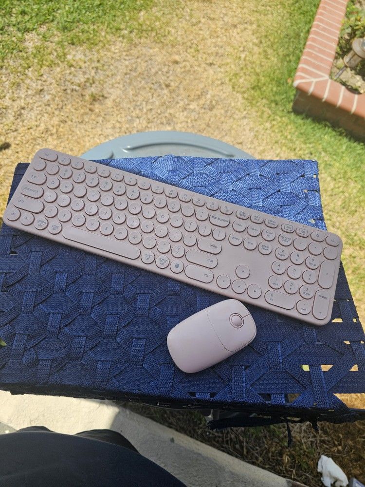Pink Wireless Bluetooth Keyboard And Mouse
