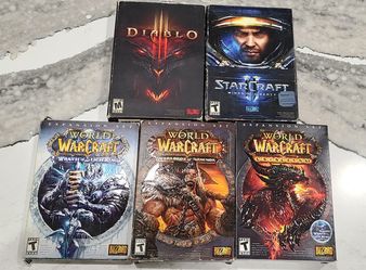 World Of War Craft Expansion Sets Wrath Of The Lich King, Warlords Of Draenor, Cataclysm, Diablo, Star Craft 2 Wings of Liberty