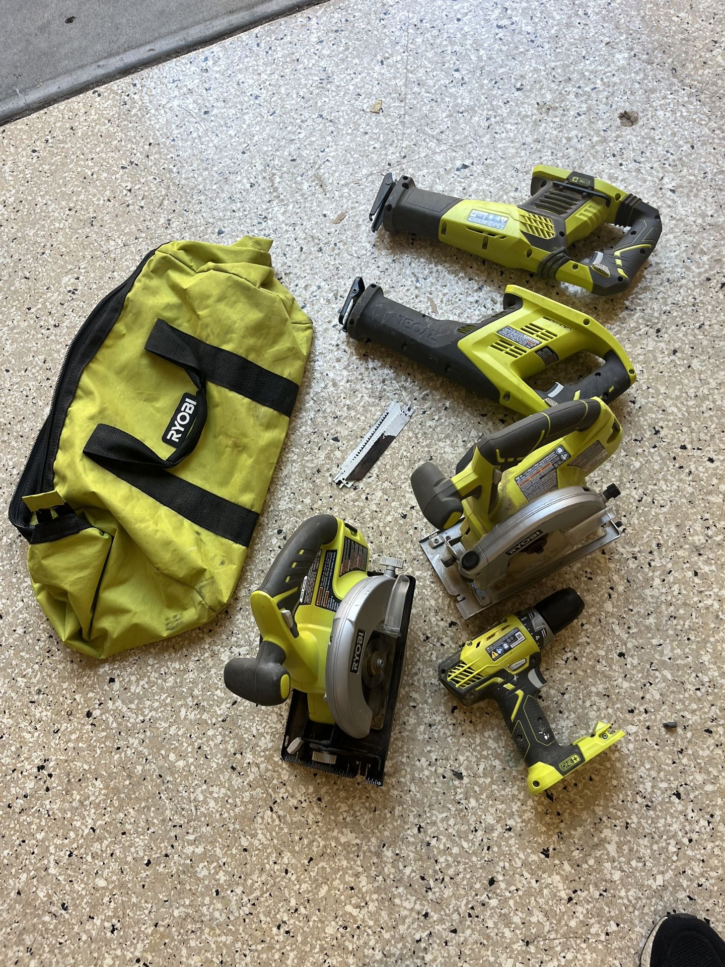 5 Ryobi Power Tools.  Saws Drill