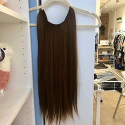 Brown Fish line band halo hair extension 