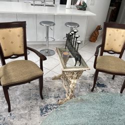 4 Beautiful Arm Chairs ONLY $600.  EACH CHAIR IS REAL WOOD & CUSTOM MADE. Perfect Upholstery.  Use As Side Chairs Or Around A Table. Maitland Smith?