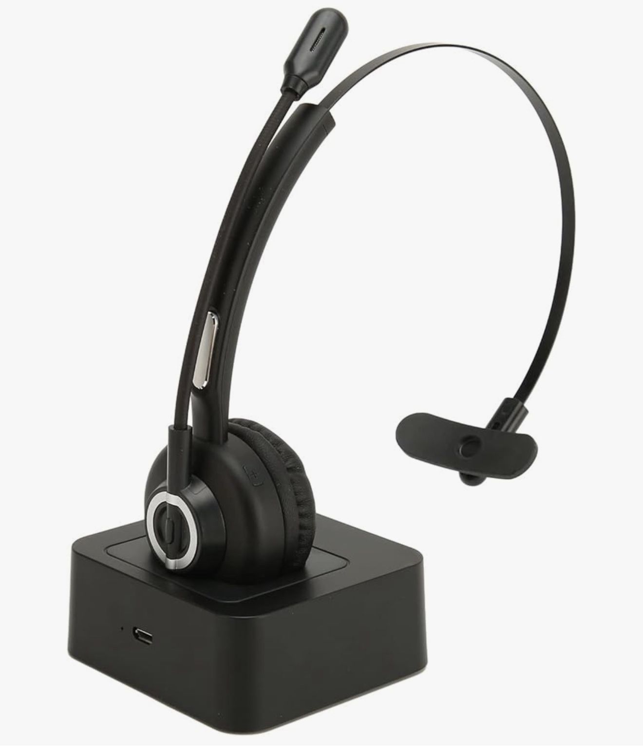 Bluetooth Headset, Cordless Headset with Rotatable Mic, Trucker Headset with Charging Base, for Trucker, Remote Work, Online Meeting, Business Travel