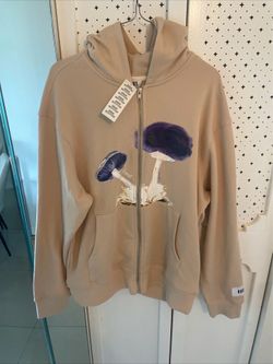 Krost Unisex Mushroom French Terry Zip Hoodie In Neutral Beige-Size M