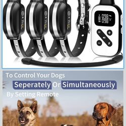 3 Dog Shock Collar for Large Dogs, Automatic Bark Collar with Remote, Bark and Training Collar Combo, Shock Collar with 5 Adjustable Levels of Sensiti