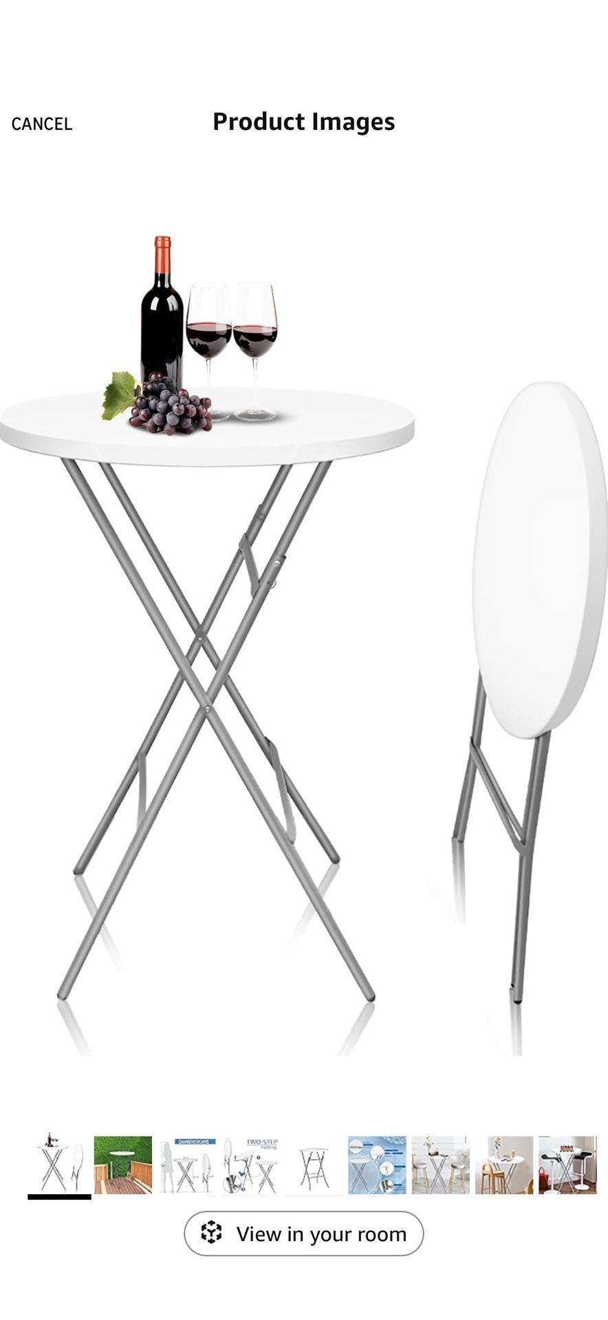 GUAGUA 32" Round Plastic Folding High Top Table - Versatile Bar, Cocktail & Portable Pub Table for Parties, Bistro & Events(White)