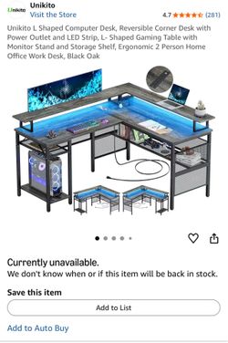 Unikito L-Shaped Gaming Desk with LED Strip