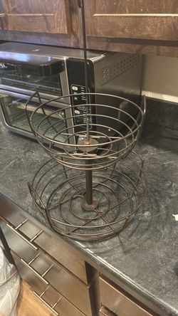Brown fruit basket, and paper towel holder