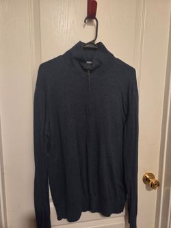 Dark Blue Quarter-Zip Knit Sweater Banana Republic