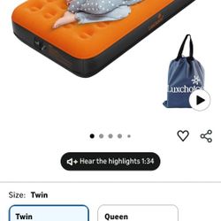 Luxchoice Air Mattress Twin with Built-in Rechargeable Pump 9" Camping Inflatable Mattress Portable Blow up Mattress Air Bed Guest Bed for Home Outdoo