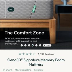Siena 10 Inch Signature Foam Matress Twin Size, New