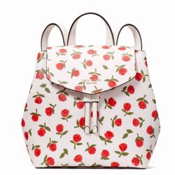 New Kate Spade Lizzie Medium Flap Backpack Festive Rosette Saffiano / Dust bag